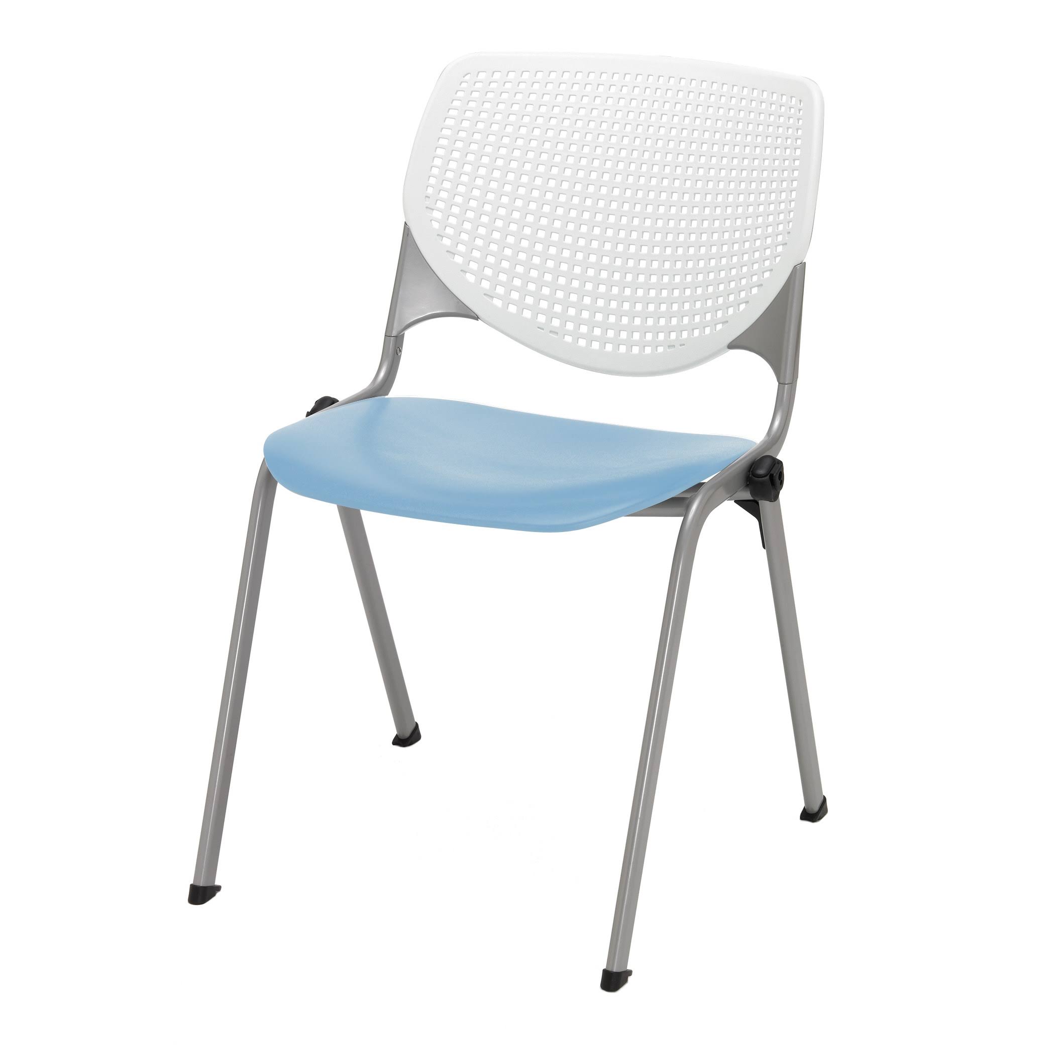 KFI Kool White Back Sky-Blue Seat Poly Perforated Back Stack Chair