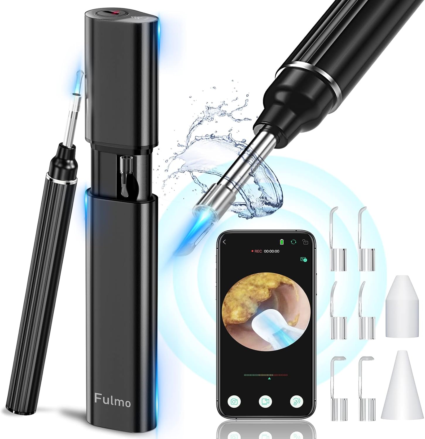 [ 2022 Latest] Ear Wax Removal Endoscope, Aviation Aluminum Earwax Removal Tool Camera, Earwax Endoscope Cleaner with Storage Case, HD WiFi Visual Ear Wax Remover Compatible iOS/Android Pack of 2