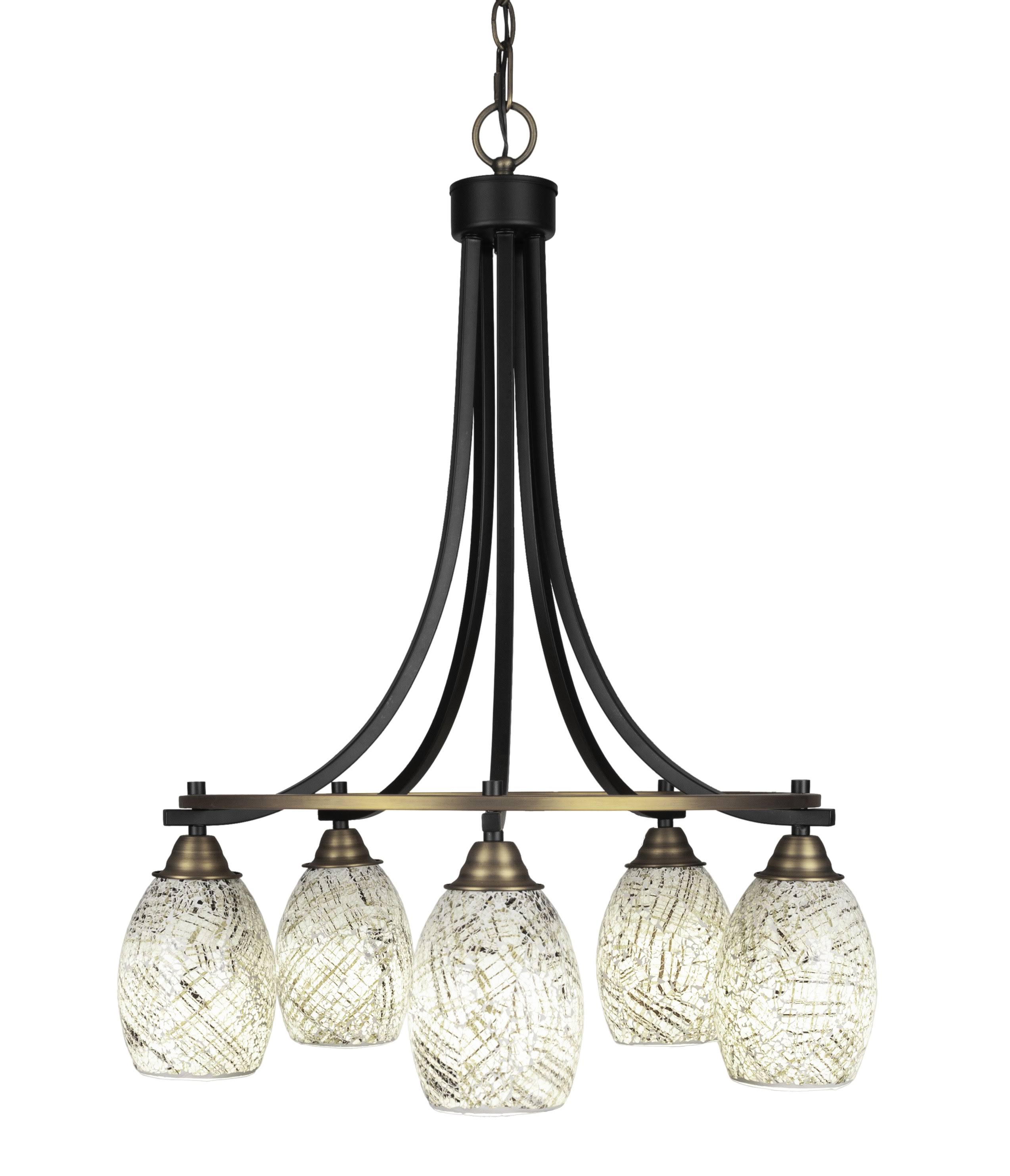 Toltec Lighting 3415-MBBR-5054 Paramount 5 Light 22 inch Chandelier in Matte Black-Brass with Natural Fusion Glass