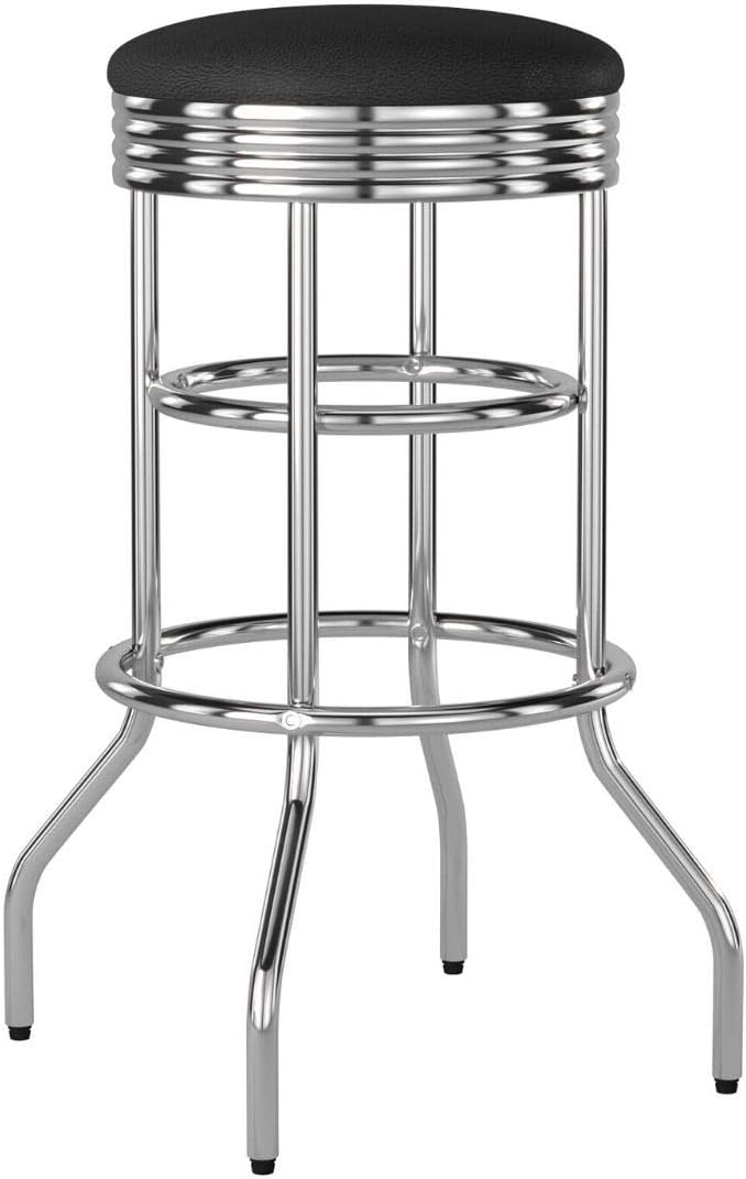 TRINITY Chrome Swivel Barstool 2-Pack Bar stool, Black