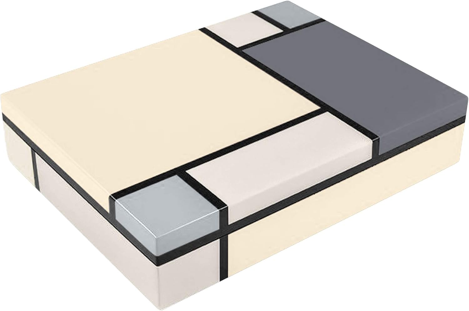 Pacific Connections Hand Crafted Lacquered Wood Box Certified Piet Mondrian Design Neutral Colors Large (12.5