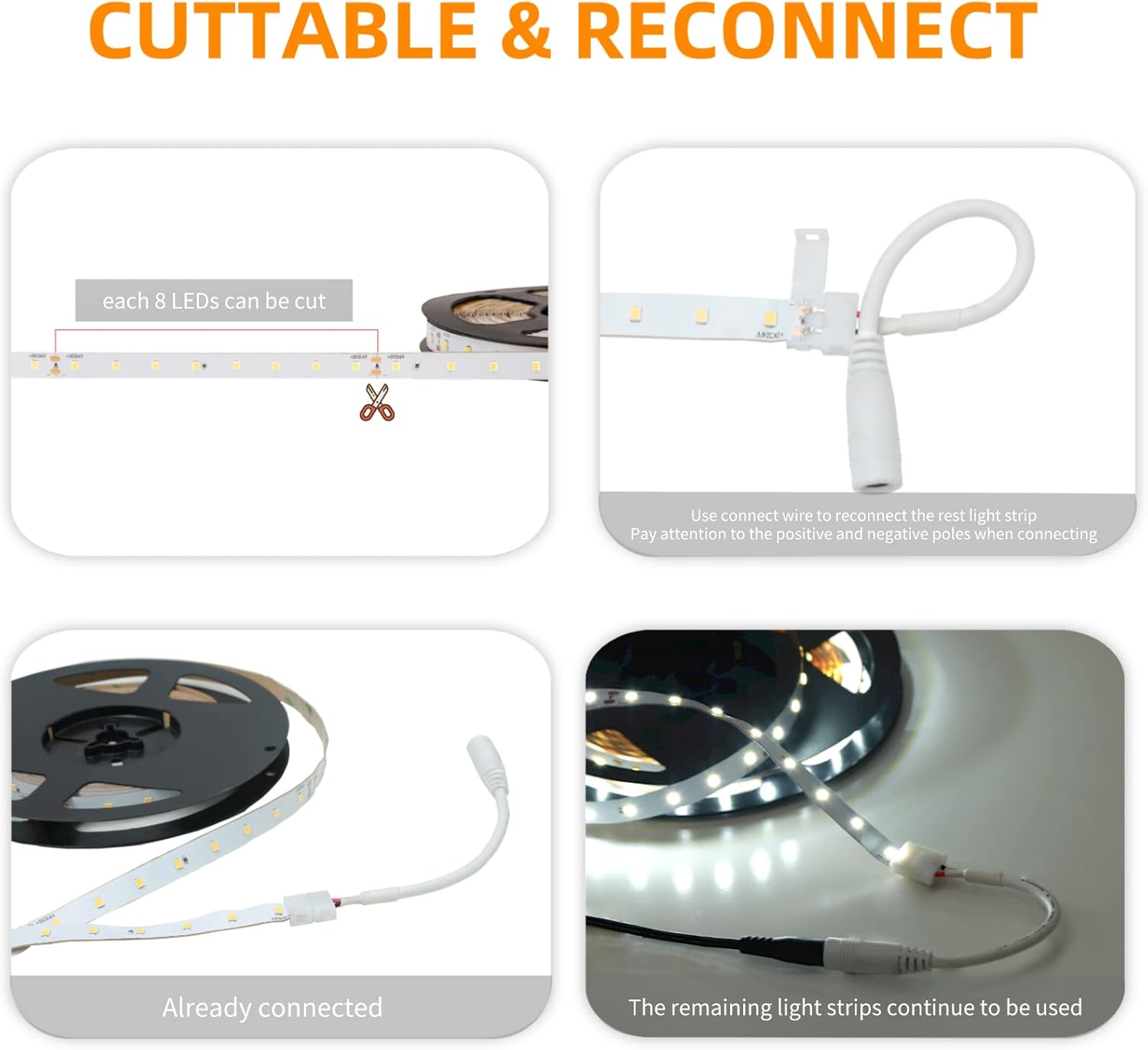 PryEU Daylight White Indoor LED Strip Lights 52.5Ft/16m Non-Waterproof, Ultra Bright 6000K Flexible 24V Led Tape Lights SMD2835 x 1024 LEDs for Room Bedroom Kitchen Under Cabinet Decoration Pack of 2