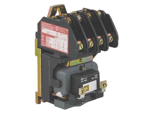 Square D No Enclosure, 2 Pole, mechanically Held Lighting Contactor - 30 A (Tungsten), 24 VAC at 60 Hz | Part #8903SMO10V01