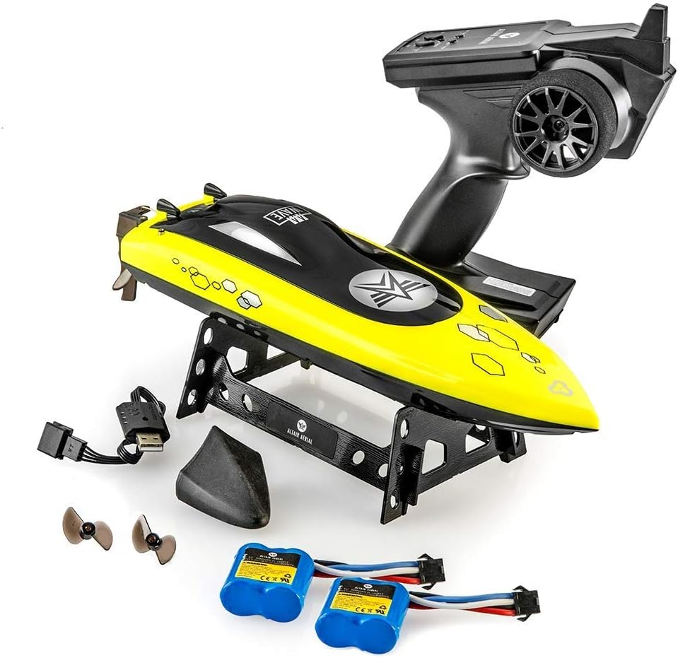 Altair AA Wave RC Remote Control Boat for Pools & Lakes - Free Priority Shipping - Water Safe Propeller System for Kids, Self Righting, 2 Batteries, 23 km/h Speed, 2.4gHz (Lincoln, NE Company) Pack of 2