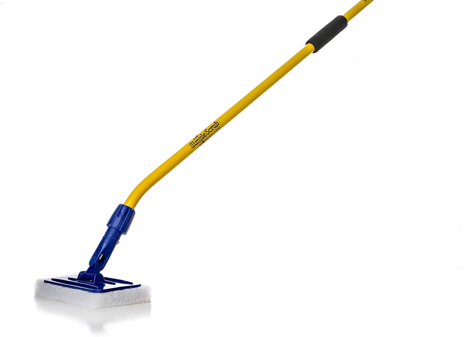 THE SIMPLE SCRUB Tile + Shower Scrubbing Mop Brush | Clean Bathroom, Kitchen, + Hard to Reach Places | Ergonomic Handle + Interchangeable, Reusable Heads | Handle + 1 White Cleaning Pad