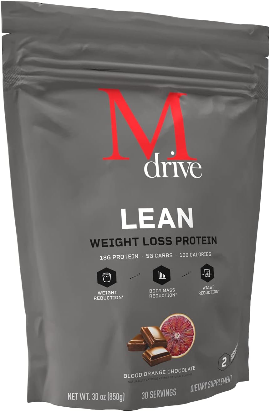 Mdrive Lean for Men, Protein Powder for Supporting and Preserving Lean Muscle Mass, Morosil Sicilian Blood Orange Extract, Chromax, Whey Protein, Blood Orange Chocolate Flavor, 30 Servings, 30oz Pack of 2