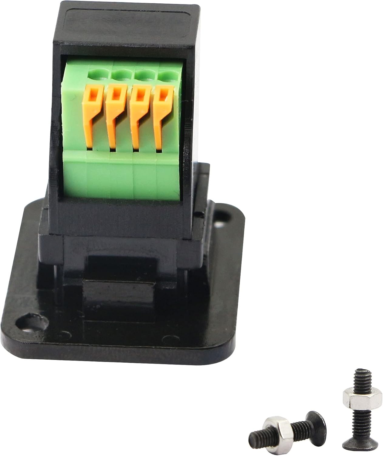 QIANRENON USB 2.0 Panel Mount Terminal Type-B Jack Socket to 4 Pin Screw D-Type Panel Crimping Modular Solderless Adapter for Printer Scanner,Black