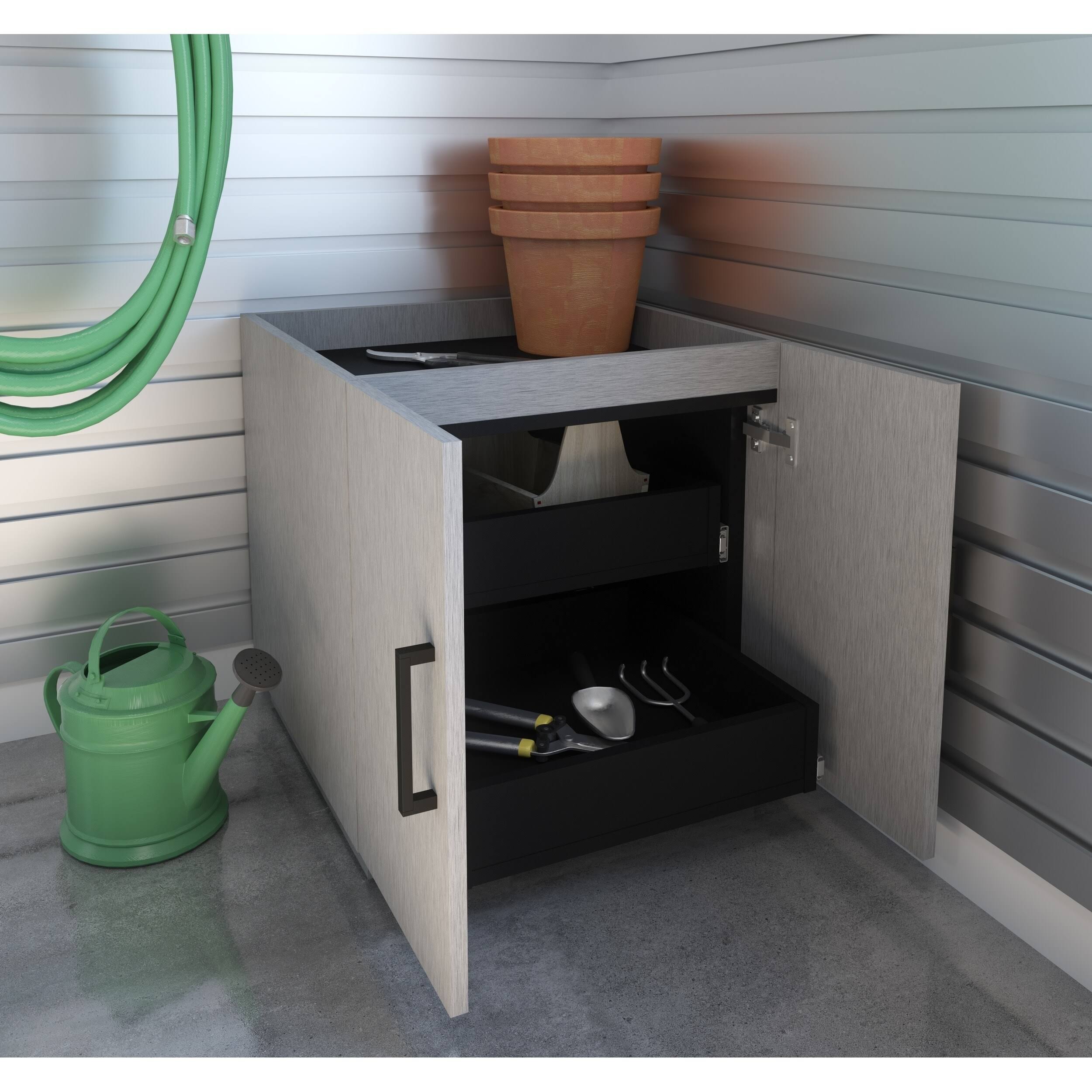 Bestar Lincoln Stackable Cabinet with 2 Drawers - Silver Grey u0026 Black