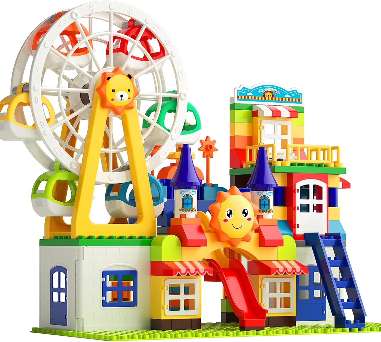 burgkidz Building Blocks Set, Big Building Blocks with Ferris Wheel, Building Bricks Toys Compatible with All Major Brands for Kids Pack of 2