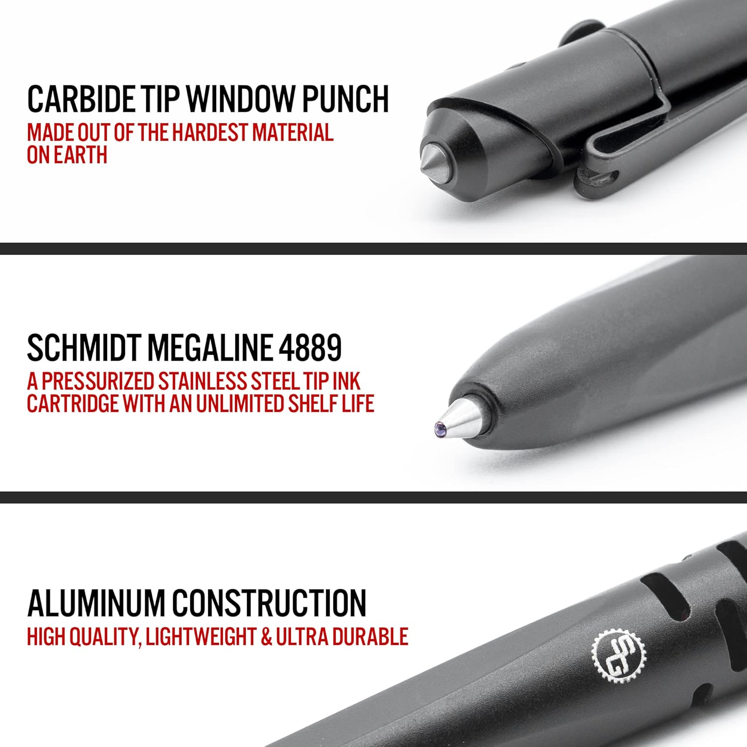 StatGear Skrawl Bolt Action EDC Tactical Pen w/Carbide Window Breaker