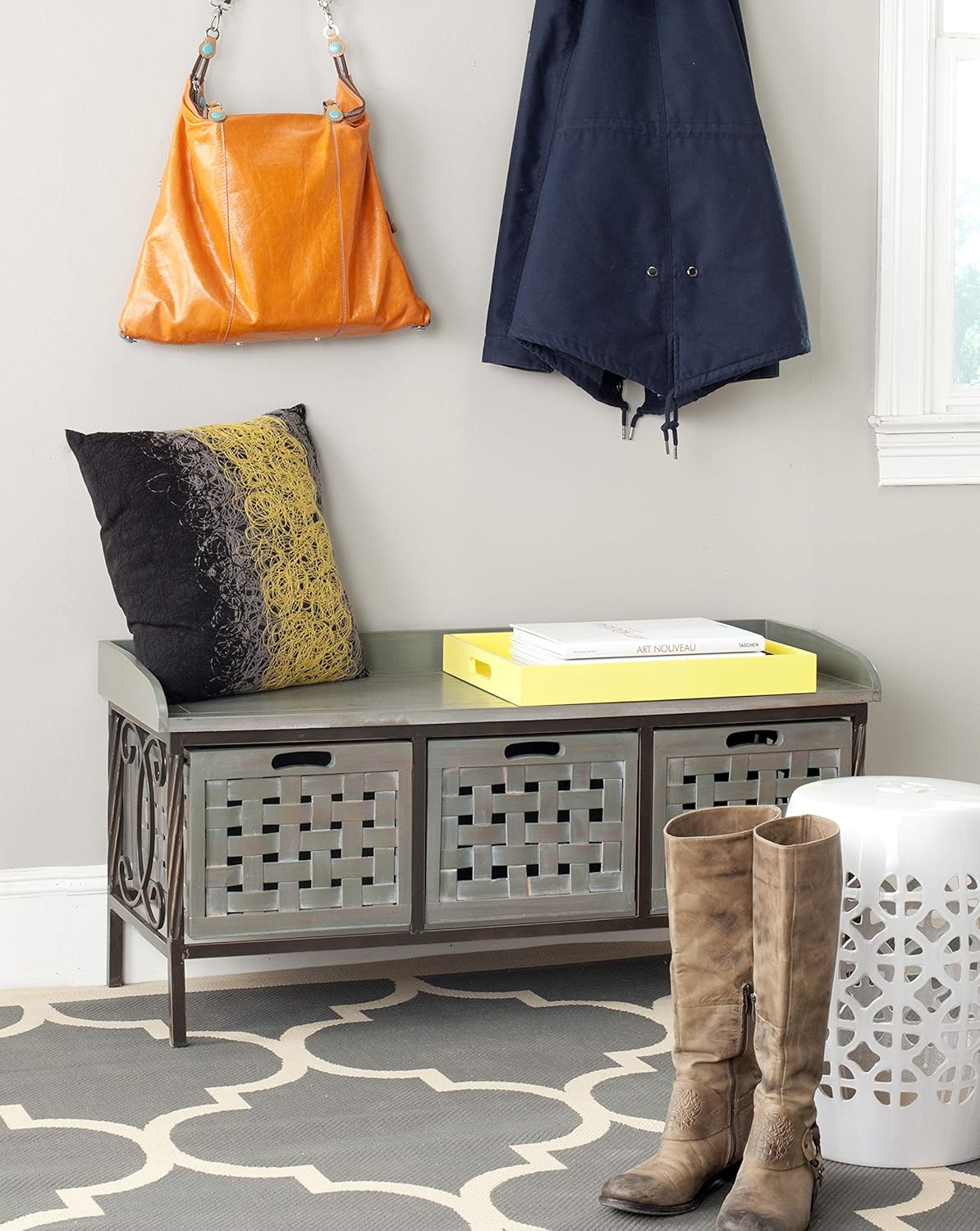 Safavieh American Homes Collection Isaac Filbert Brown Wooden Storage Bench