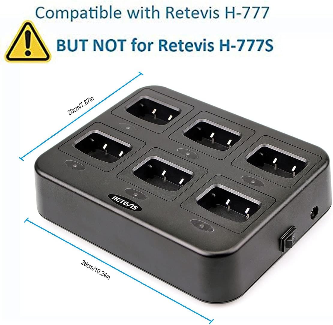 Retevis H-777 Six-Way Charger Multi Unit Walkie Talkie Charger for H-777 Baofeng BF-888S Arcshell AR-5 (Not for H-777S) Two Way Radio and Battery (1 Pack) Pack of 2