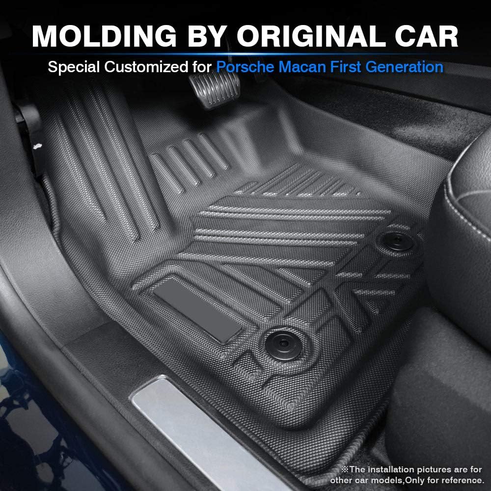 KUST Custom Fit Floor Mats for Porsche Macan 2014-2022 All Weather Floor Mat Liner 1st & 2nd Row Liners Black Non-Slip