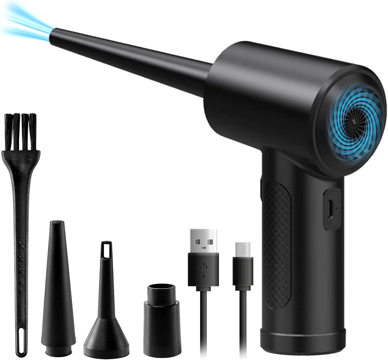 Compressed Air Duster, Electric Air Duster,6000mAh Rechargeable Dust Cleaner with 43000-51000RPM Air Blower for Computer PC Keyboard Car Home Electronics Cleaning Tools Pack of 2