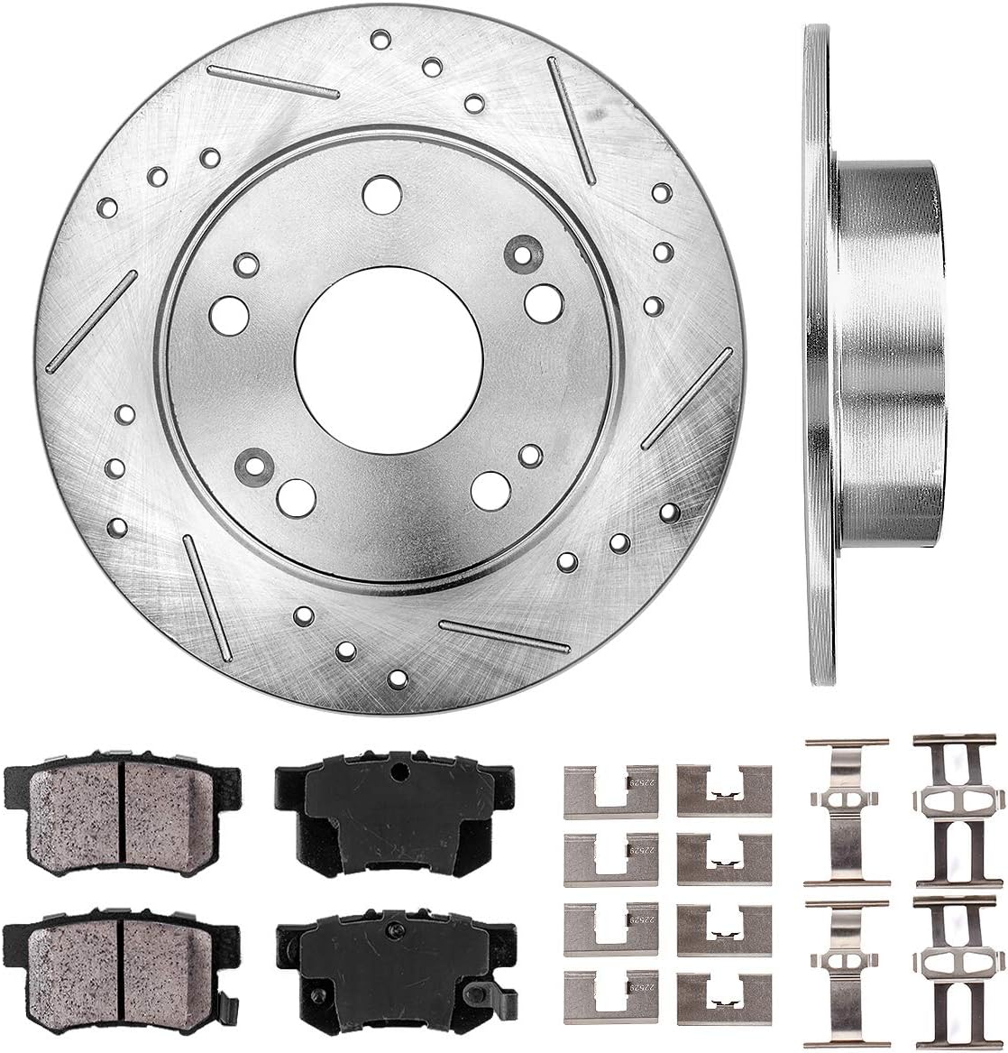 Callahan CDS02636 REAR 259.8mm D/S 5 Lug [2] Rotors + Ceramic Brake Pads + Clips [ fit Acura TSX Honda Accord ]