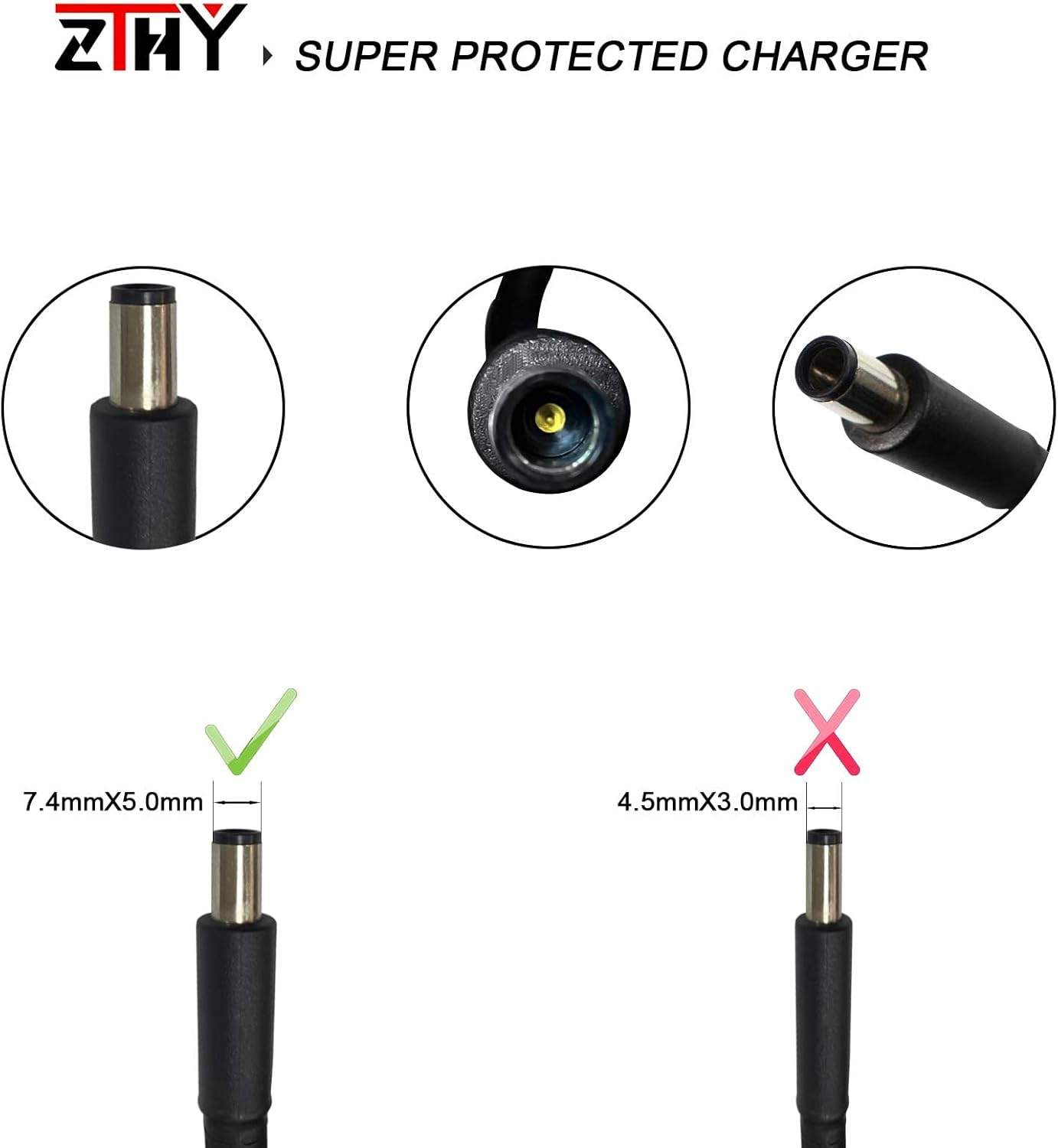 HP 230W Laptop Charger ZTHY 19.5V 11.8A 7.4X5.0mm AC Adapter Power Supply for HP Zbook 15 G1 G2 17 G2 Omen 17-an000 17-AN013na 17-w109ng EliteBook 8560P 8540w 8740w 8750w ProBook 6360B 6465B 6570B Pack of 2