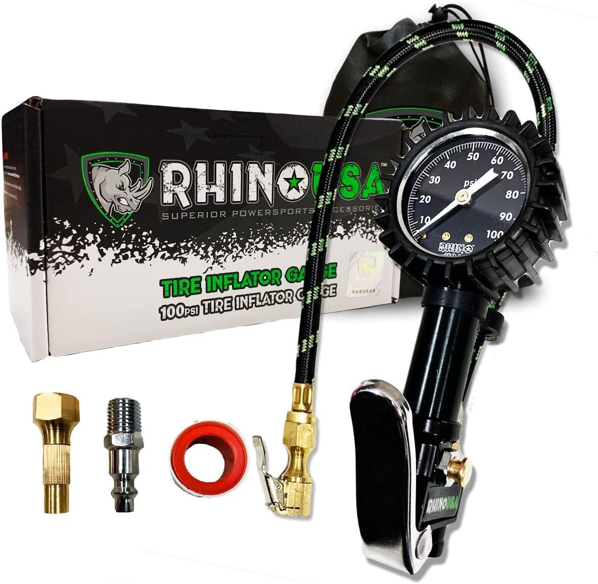 Rhino USA Digital Tire Inflator with Pressure Gauge (0-200 PSI) - ANSI B40.1 Accurate, Large 2