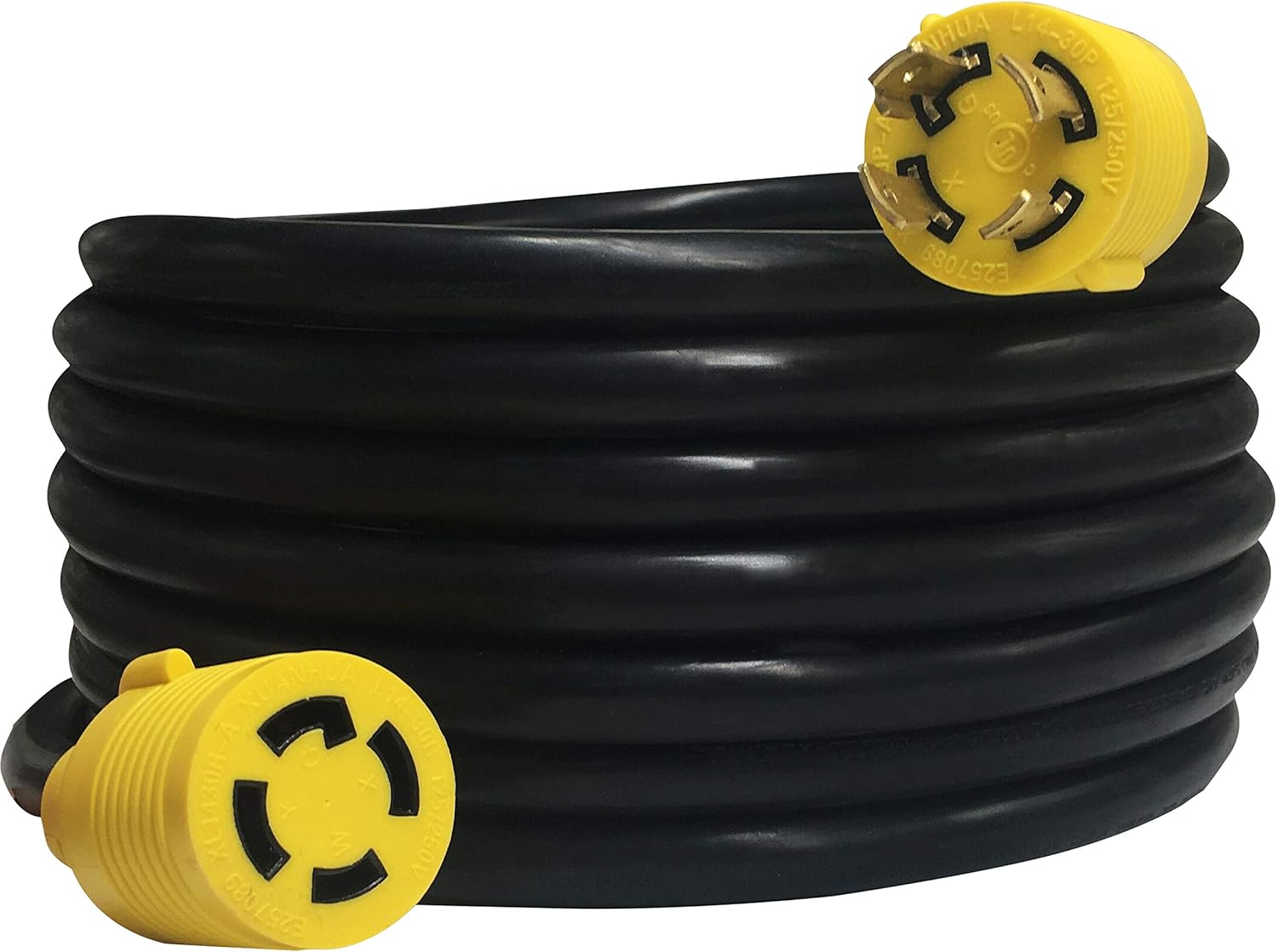 NEMA L14-30P/L14-30R Generator Extension Cords, 4 Prong Heavy Duty, 30 Amp 20 Foot, Black