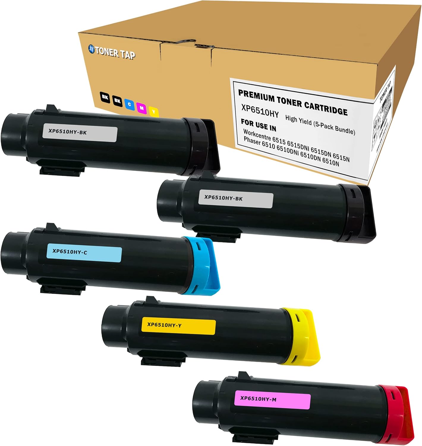 Toner Tap Compatible XP6510HY for Workcentre 6515 6515DNI 6515DN 6515N Phaser 6510 6510DNI 6510DN 6510N Replacement for 106R03480 106R03477 106R03478 106R03479 (High Yield, 5-Pack Bundle) Pack of 2