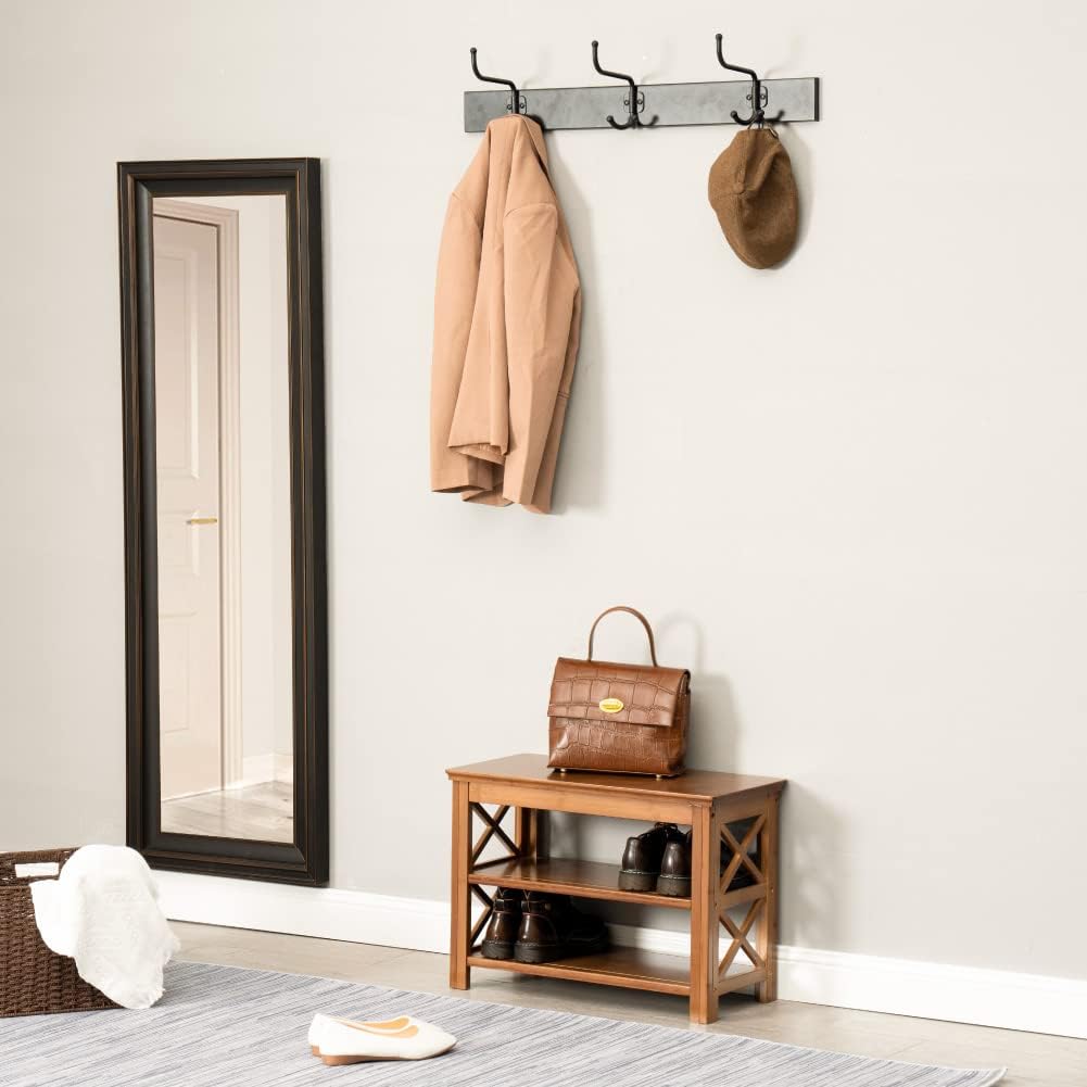 Shoe Rack Bench Entryway Shoe Bench Brown Bamboo 3 Tier Shoe Storage Benches Shoe Organizer for Entryway Hallway Living Room (23.6