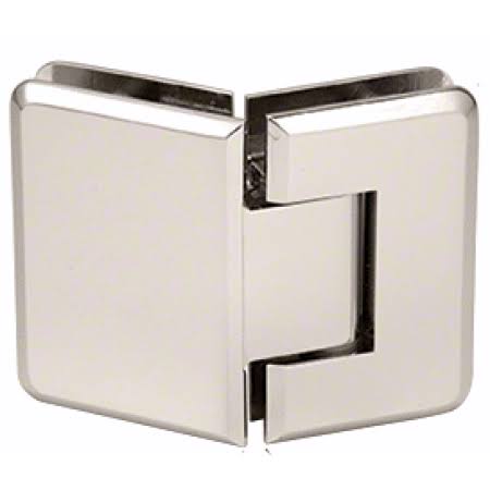 CRL P1n045pn Polished Nickel Pinnacle 045 Series 135 Degree Glass-to-Glass Standard Hinge, Silver