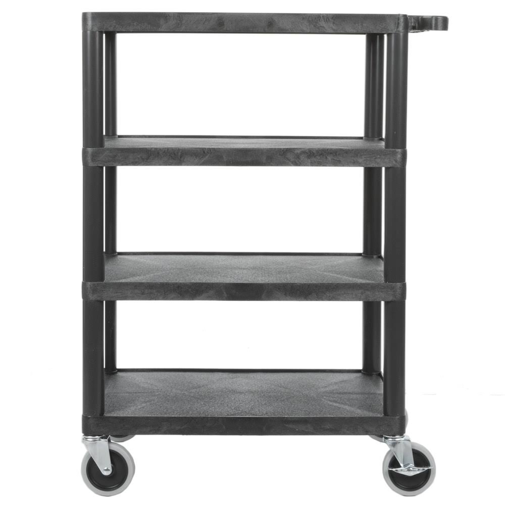 Luxor BC45-B Four Flat Shelf Black Utility Cart