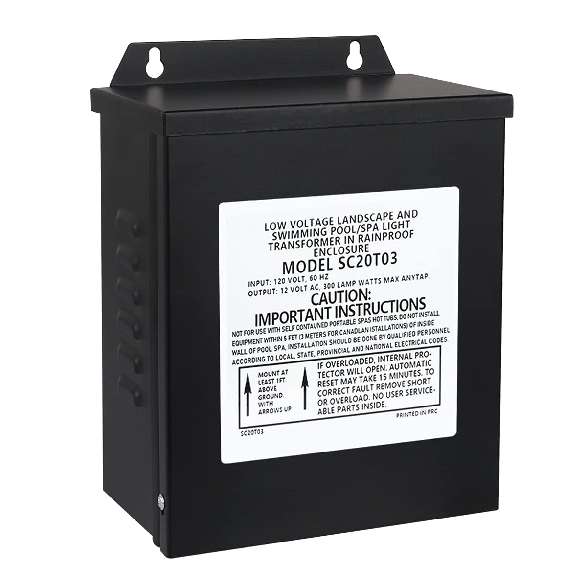 KOLLNIUN 300W Pool Light Transformer 120 to 12V Spa Light Transformer for Indoor/Outdoor Pool/Spa, Inground Swimming Underwater Fixture LED Pool Light 120v to 12v AC Transformer, Black