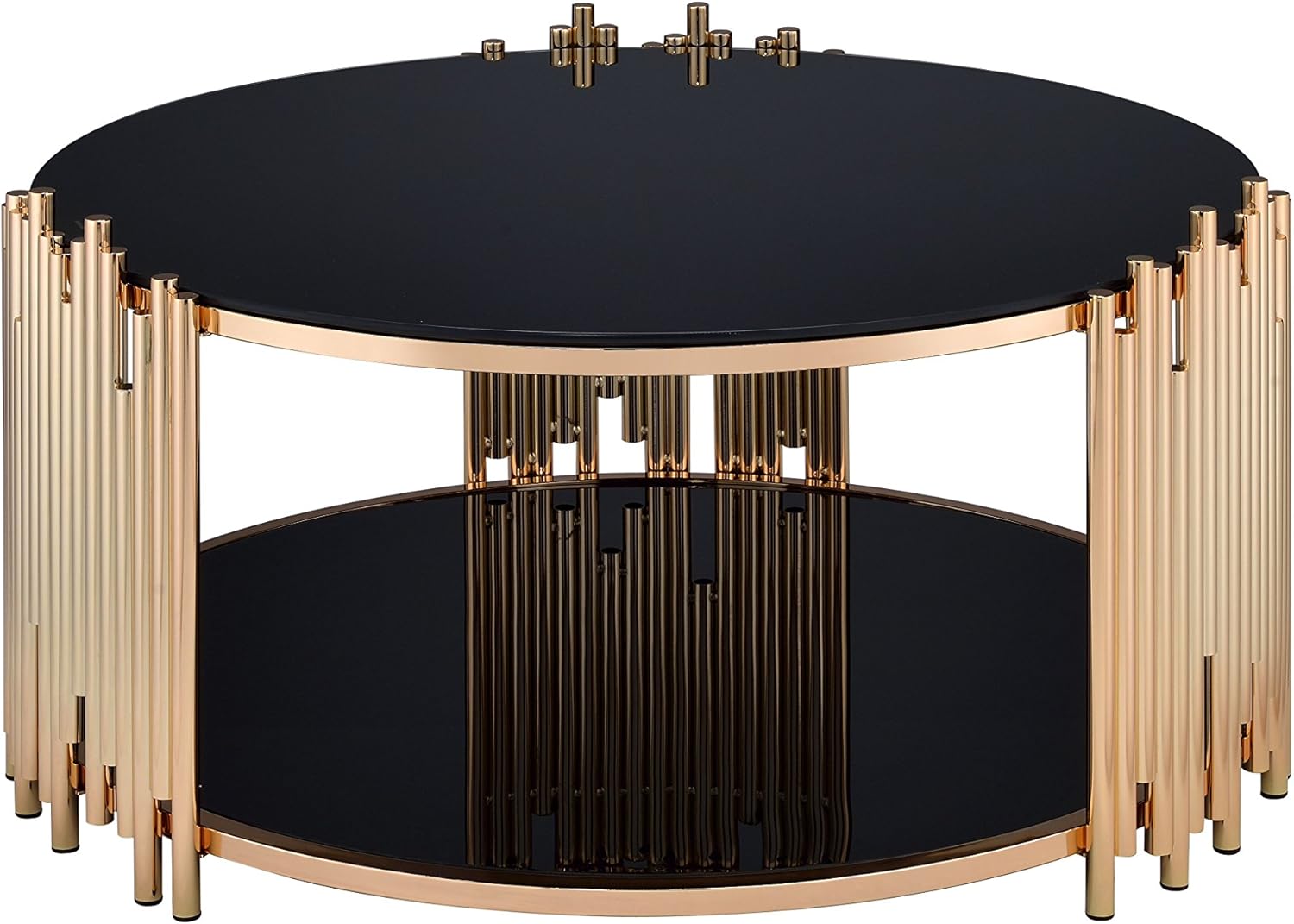 ACME Furniture Tanquin End Table, Black Glass/Gold