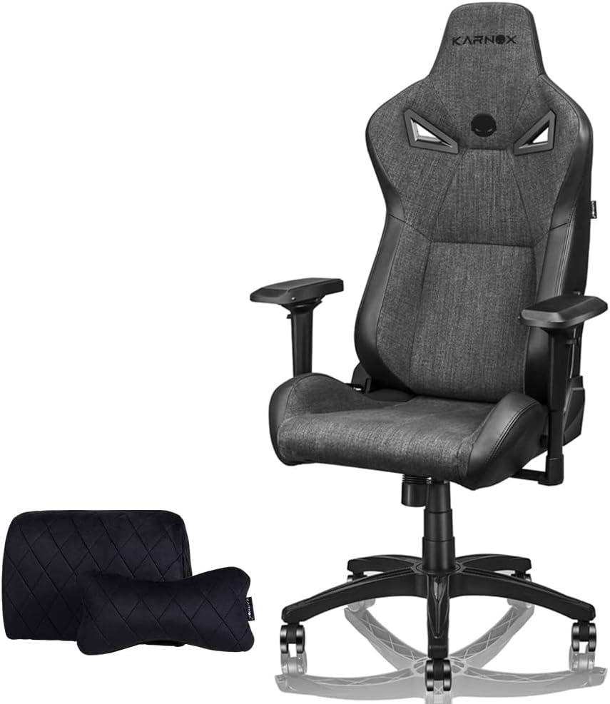 KARNOX BK Gaming Chair Office Chair with 155&ordm; Recline PU&Suede Fabric Racing Chair High Back Chair Executive and Ergonomic Style Swivel Chair with Headrest and Lumbar Support Black
