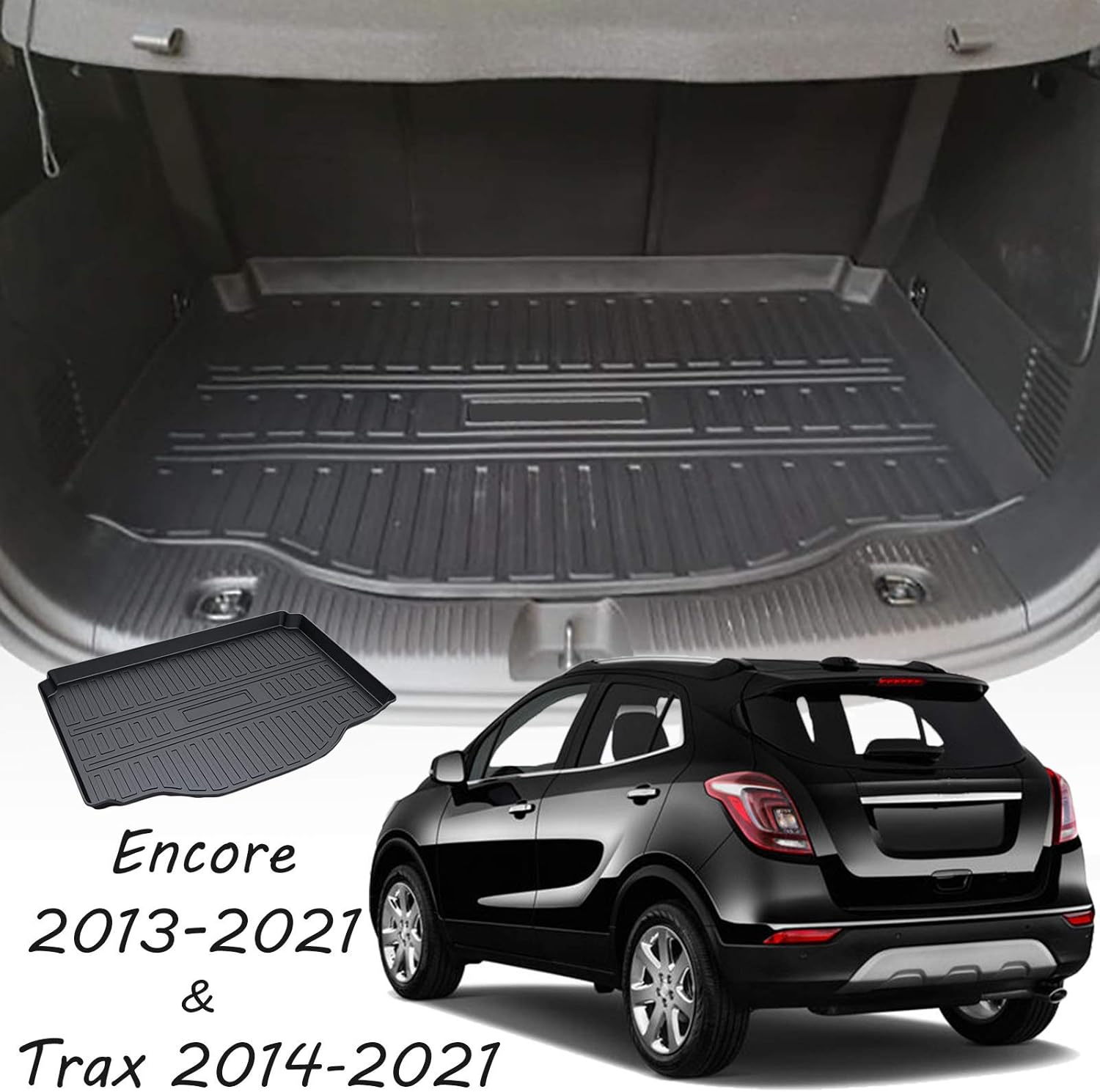 CARORMOKE Cargo Liner Trunk Mat Cargo Tray Black Compatible with 2014-2021 Chevrllet Trax 2013-2021 Buick Encore