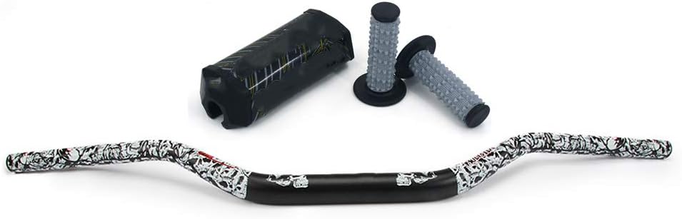 JFG RACING 1 1/8 Dirt Bike Handlebars Universal Fat Bars Motorcycle Handlebars Grips bar Pad Pit Bike Handlebar Set for Handlebars, Black