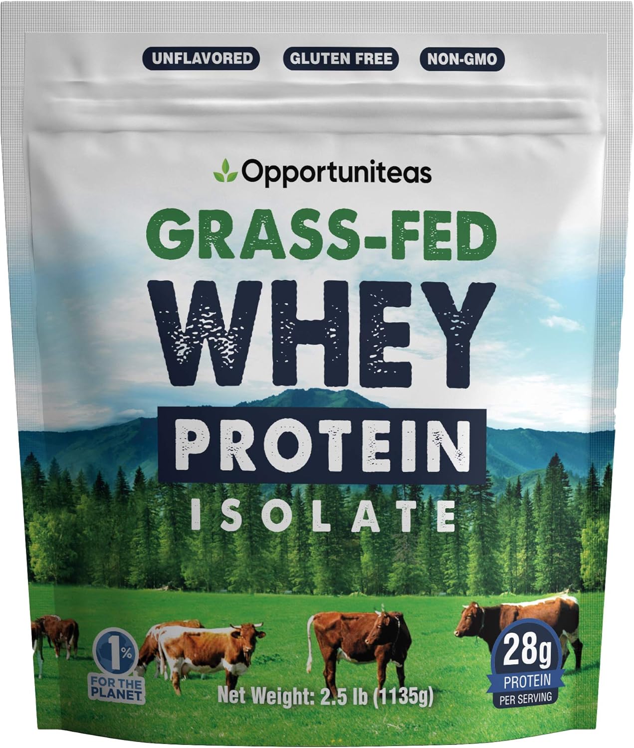 Grass Fed Whey Protein Powder Isolate - Unflavored - Low Carb Keto & Paleo Diet Friendly - Pure Grass-Fed Protein for Shakes, Smoothies, Drinks & Recipes - Non GMO & Gluten Free - 2.5 Pounds Pack of 2