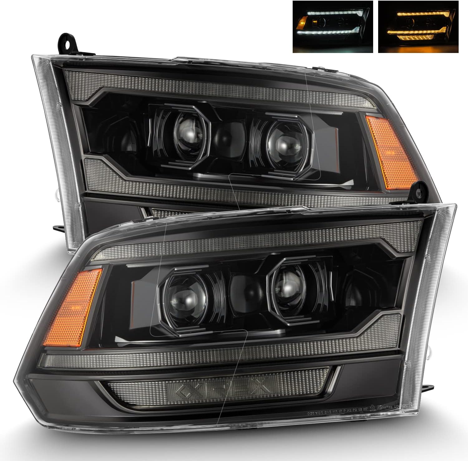 AlphaRex 880558-13-18 Ram 1500/2500/3500 LUXX-Series (5th Gen 2500 G2 Style) LED Projector Headlights Black