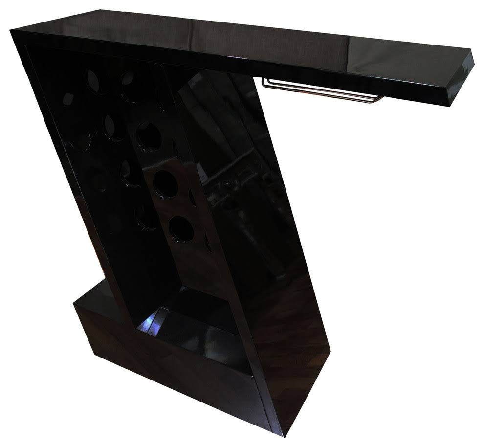 Best Master Furniture Lacquer Contemporary Bar Table with Wine Rack - Black