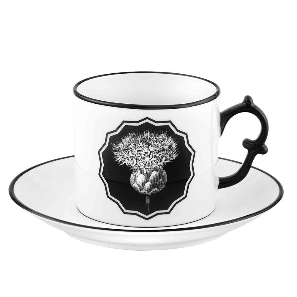 Vista Alegre Porcelain Herbariae by Christian Lacroix Set 2 Tea Cups and Saucer White