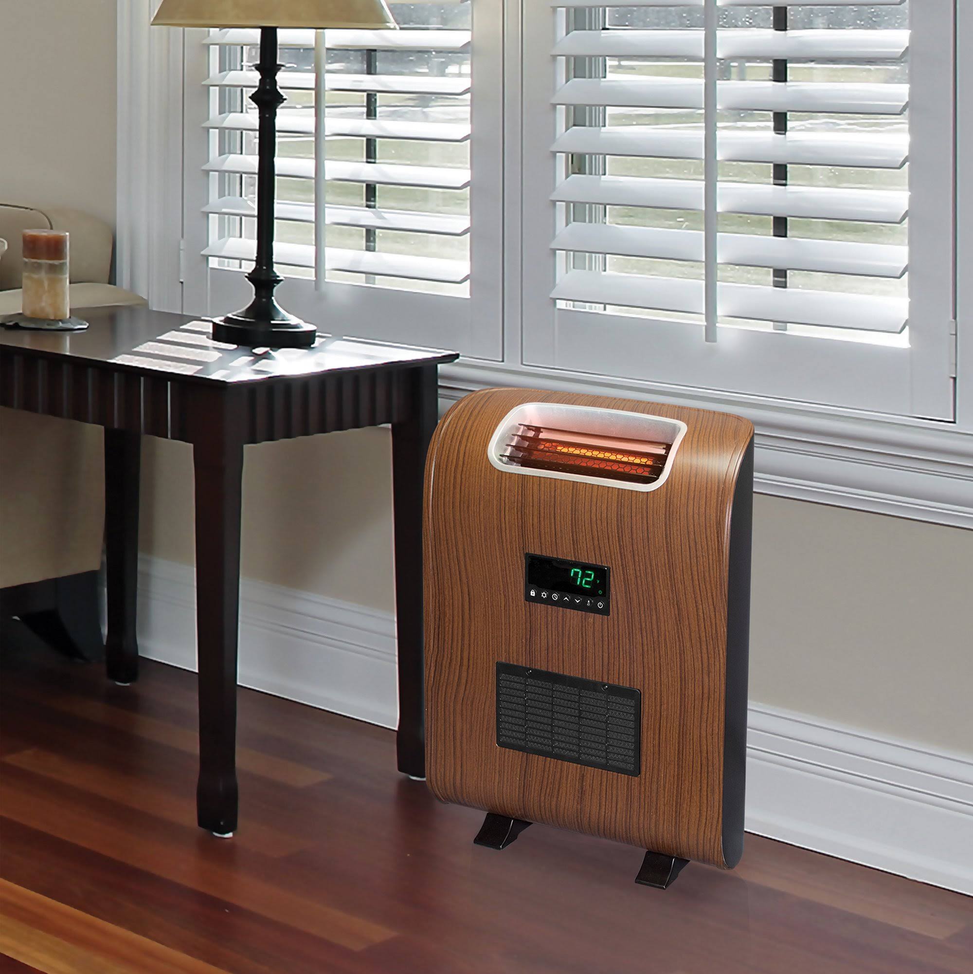 LifeSmart 1500 Watt Slim Compact Portable Infrared Quartz Electric Space Heater, Brown, L