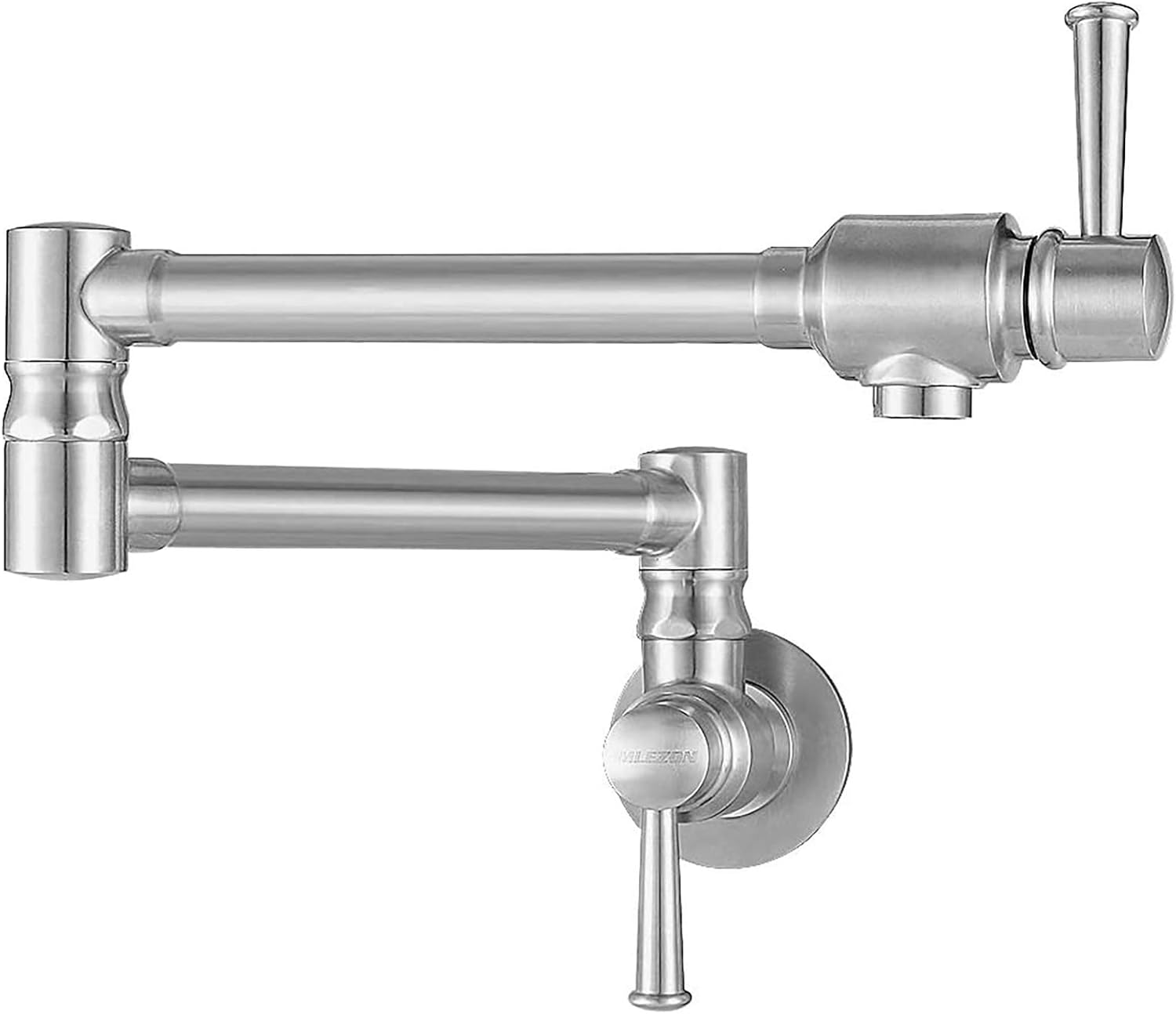 CWM Stainless Steel Matt Black Pot Filler Faucet Commercial Wall Mount Kitchen Sink Faucet Folding Stretchable with Single Hole Two Handles