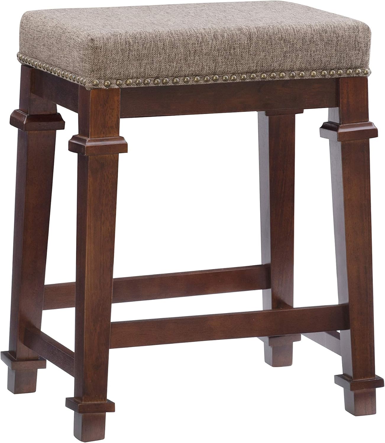 Linon Kennedy Backless Tweed, Brown Counter Stool, Pack of 2