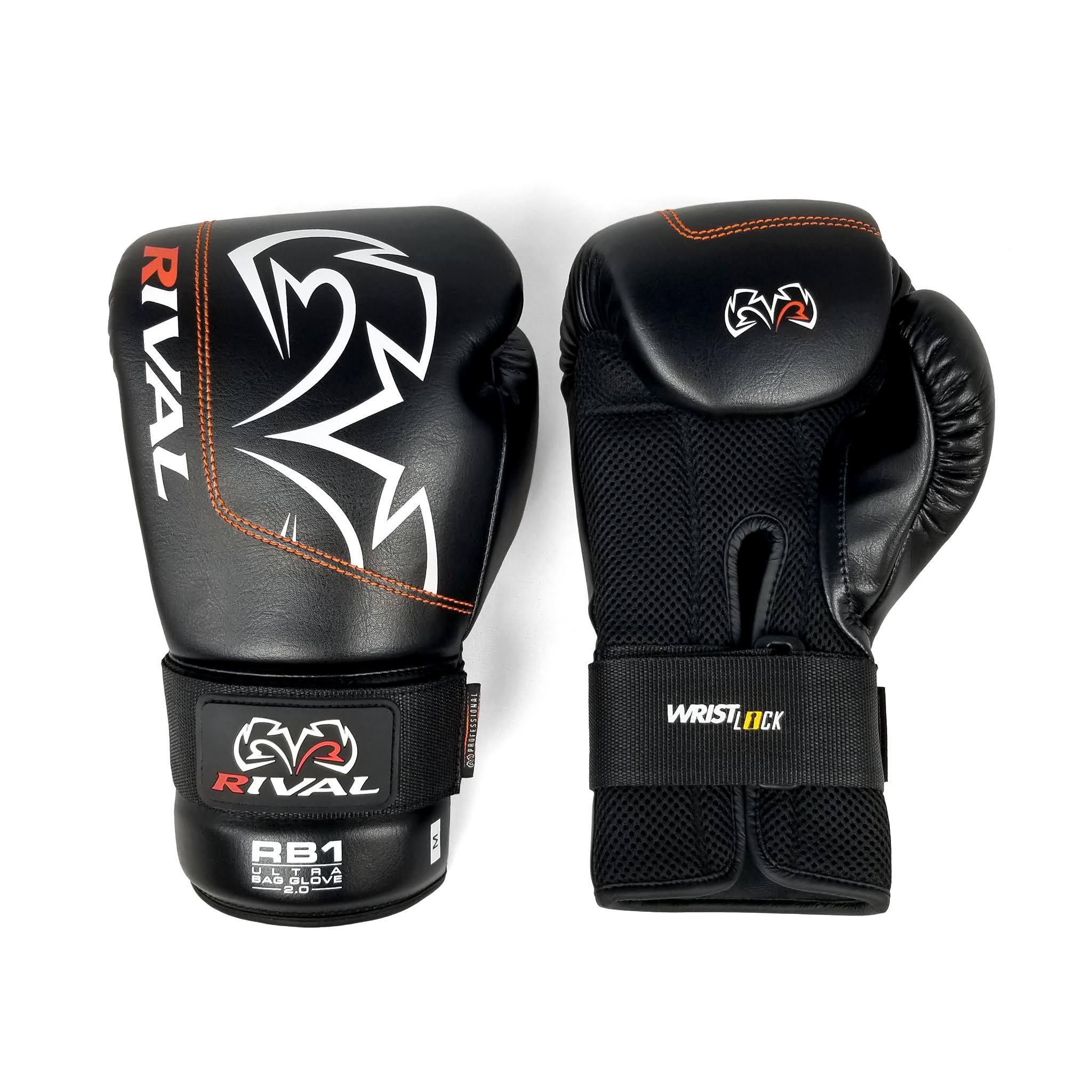 Rival Boxing RB1 2.0 Ultra Hook and Loop Bag Gloves - Medium - Black