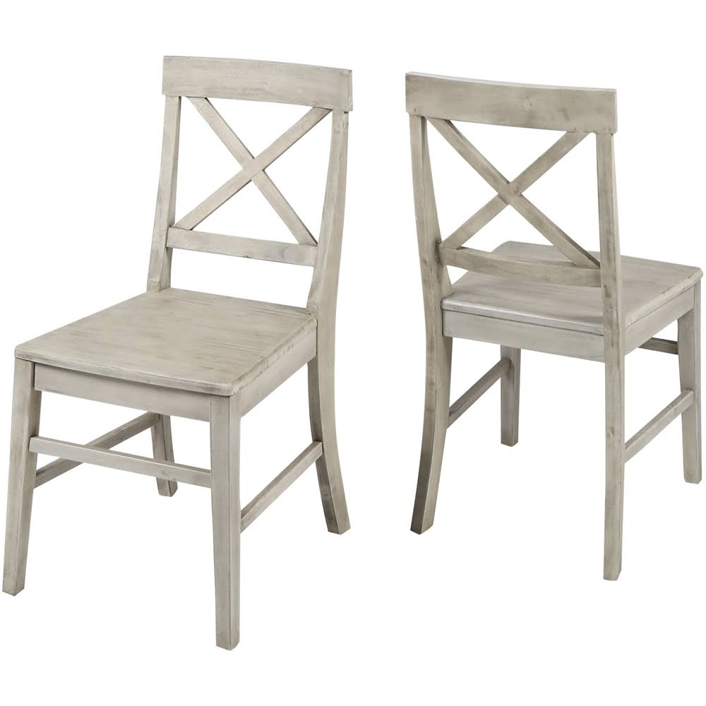 Noble House Raffe Farmhouse Acacia Wood Dining Chairs, Light Grey Wash