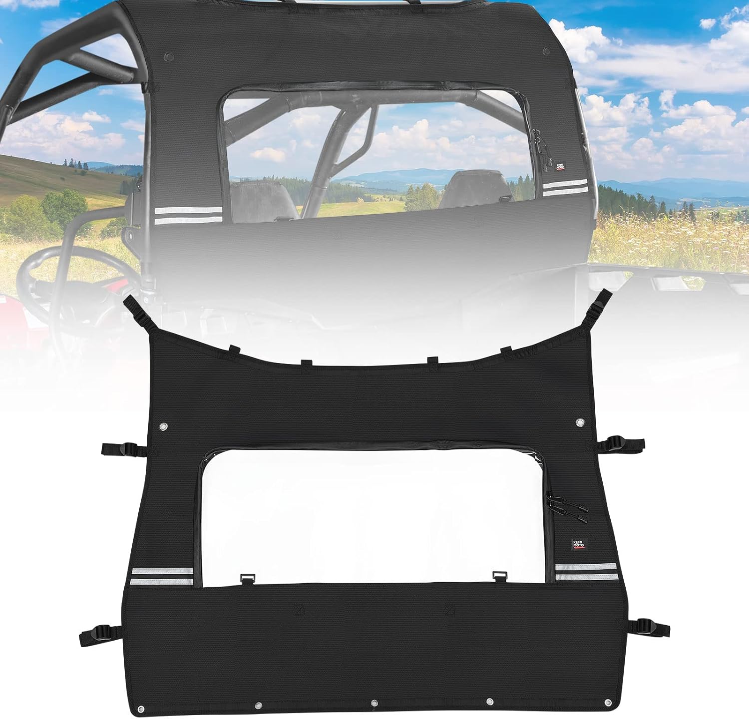 ZForce 800 Rear Window kemimoto UTV Back Soft Windshield with Transparent Film Compatible with CFMOTO ZForce 800 Winshield / ZForce 500 / ZForce 1000