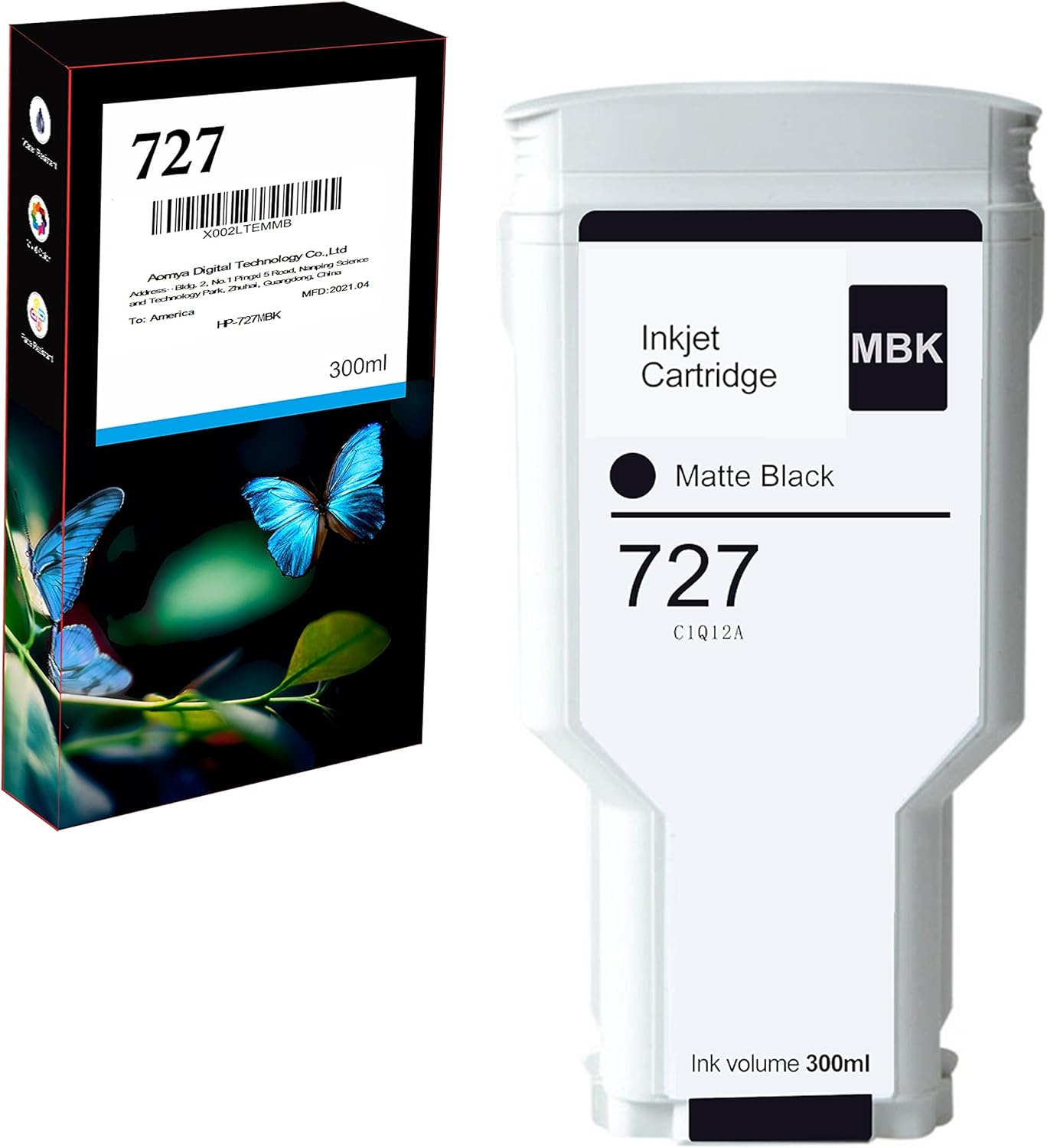 Aomya Compatible HP 727 Matte Black 300ml Dye Ink Cartridge for HP DesignJet T920 T930 T1500 T1530 T2500 T2530 Printers Pack of 2