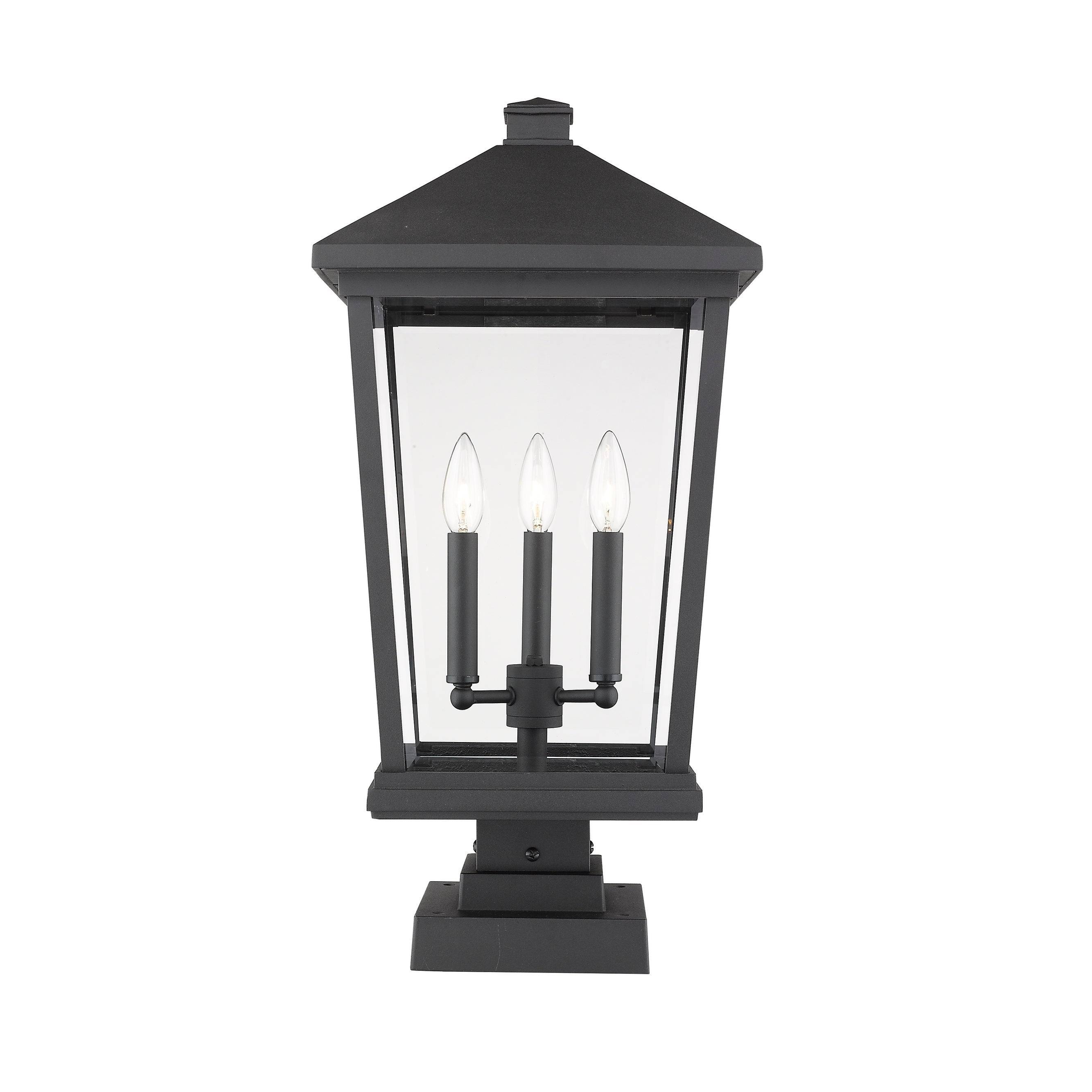 Z-Lite 568PHXLS-SQPM-BK Beacon 3 Light Outdoor Pier Mounted Fixture in Black