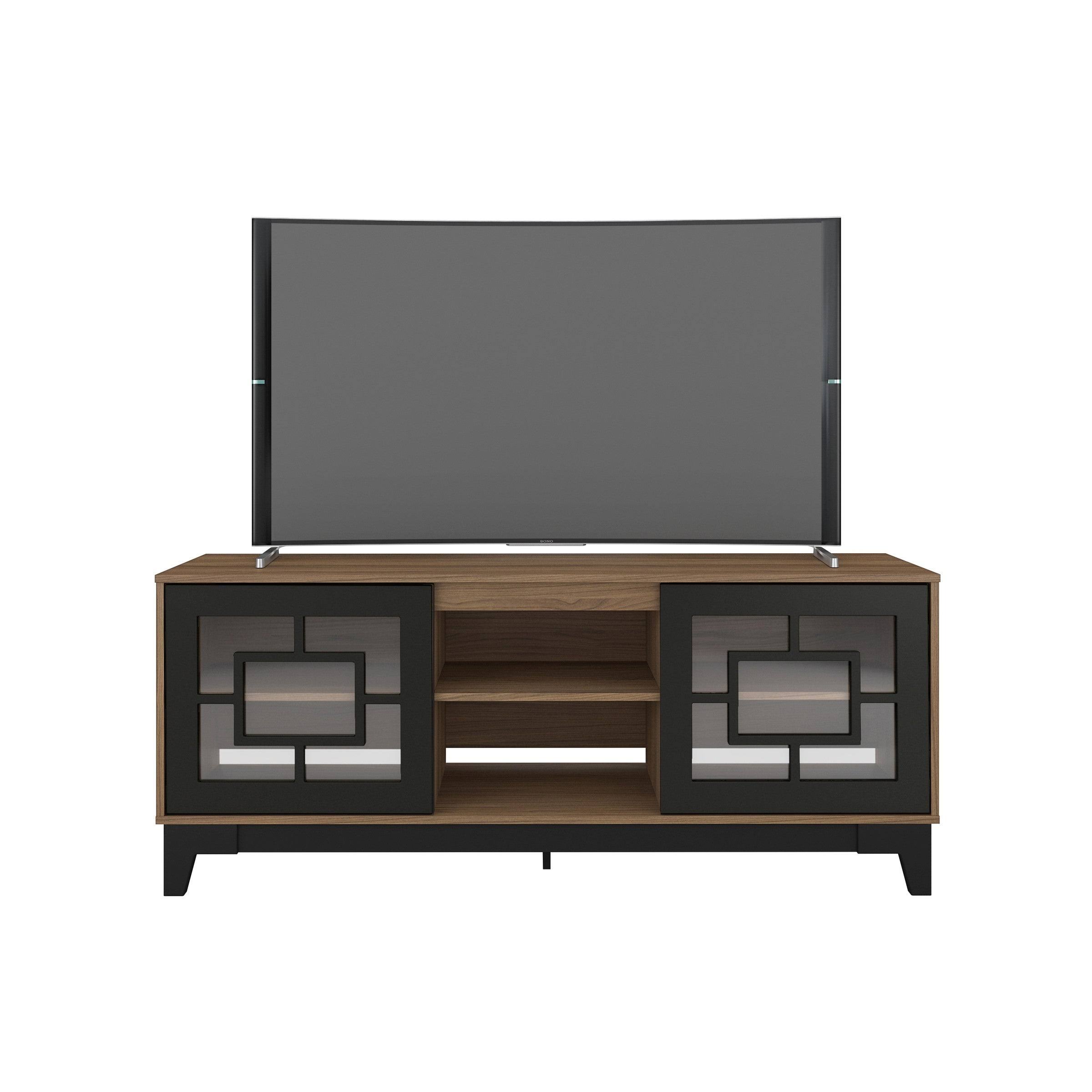 Nexera 402689 Magnolia TV Stand 63inch Black and Nutmeg