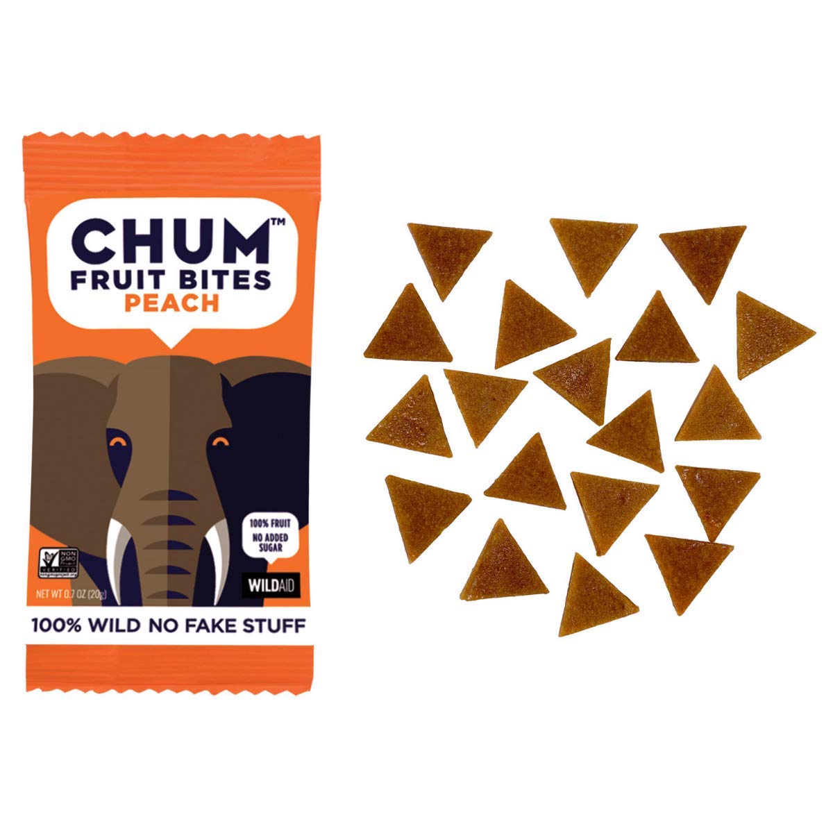 Chum Fruit Bites | Peach | 72 Pack | 100% Fruit | No Added Sugar | Plant Based | All-Natural Healthy Fruit Snack | High Fiber | Vegan | Gluten Free | non-GMO | Kosher | Paleo Pack of 2