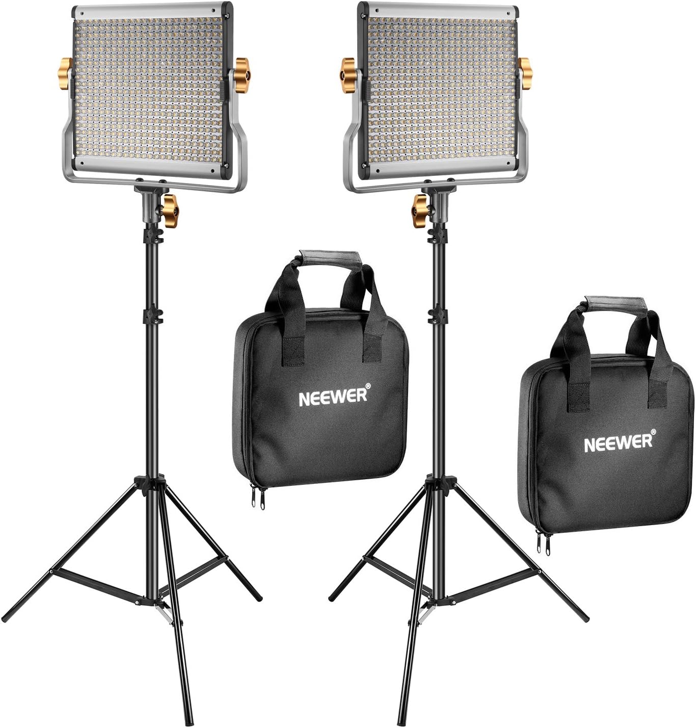 Neewer 2 Packs Dimmable Bi-Color 480 LED Video Light and Stand Lighting Kit Includes: 3200-5600K CRI 96+ LED Panel with U Bracket, 75 inches Light Stand for YouTube Studio Photography, Video Shooting
