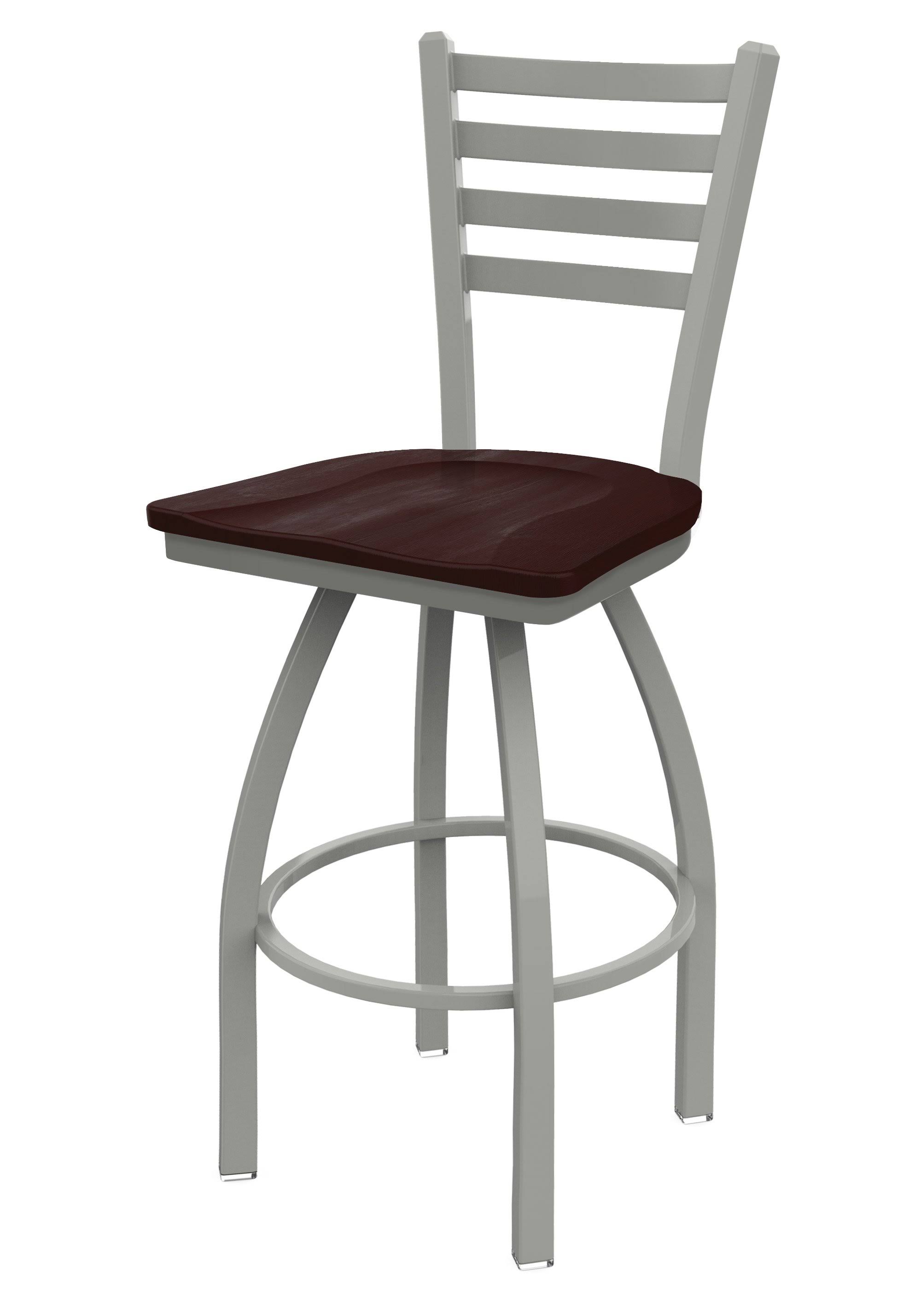 Holland Bar Stool 410 Jackie 30x22 Swivel Bar Stool with Anodized Nickel Finish and Dark Cherry Maple Seat