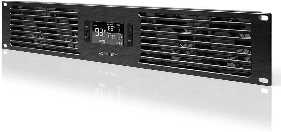 AC Infinity CLOUDPLATE T7, Rack Mount Fan Panel 2U, Exhaust Airflow, for cooling AV, Home Theater, Network 19” Racks