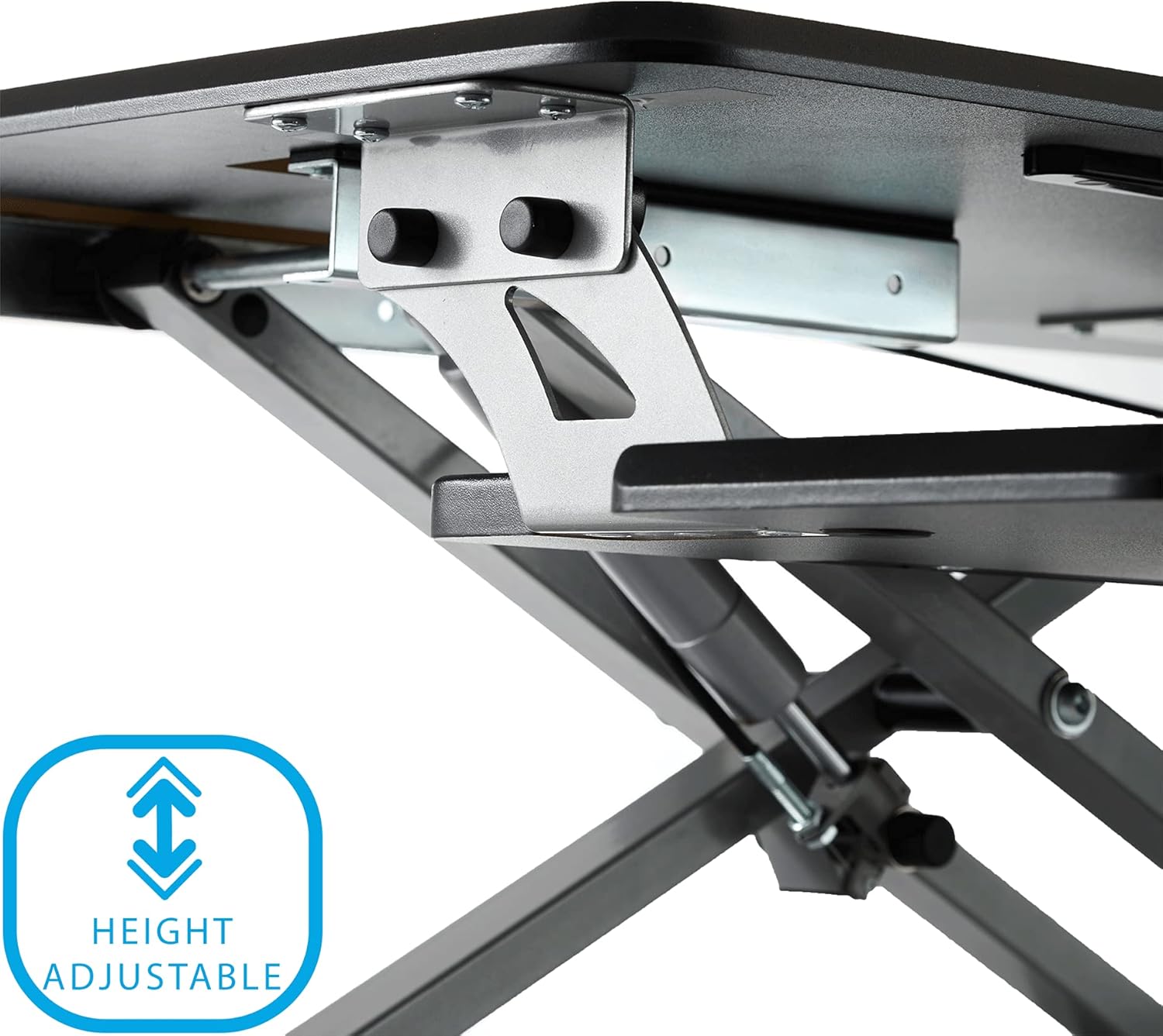 Seville Classics Airlift Height Adjustable Sit Desk Converter Workstation Standing Ergonomic Dual Monitor Riser with Keyboard Tray, Compact 30