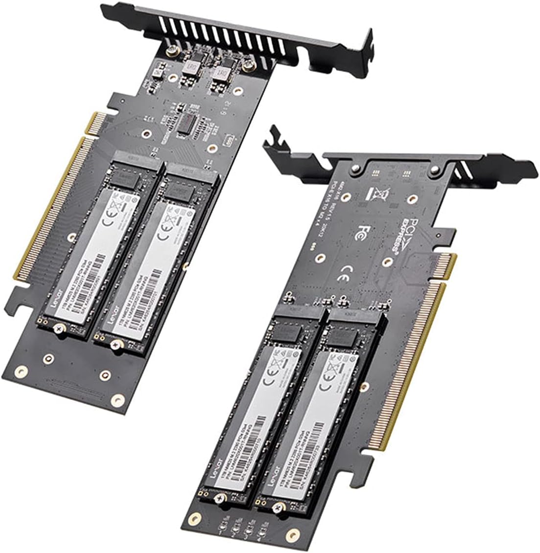 JEYI M.2 X16 PCIe 4.0 X4 Expansion Card, Supports 4 NVMe M.2 2280 up to 256Gbps, Support Bifurcation Raid Pack of 2